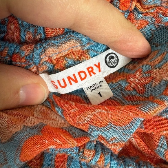 SUNDRY Anthropologie Saanvi Floral Two Piece Crop Top and Boho Skirt - Picture 6 of 8